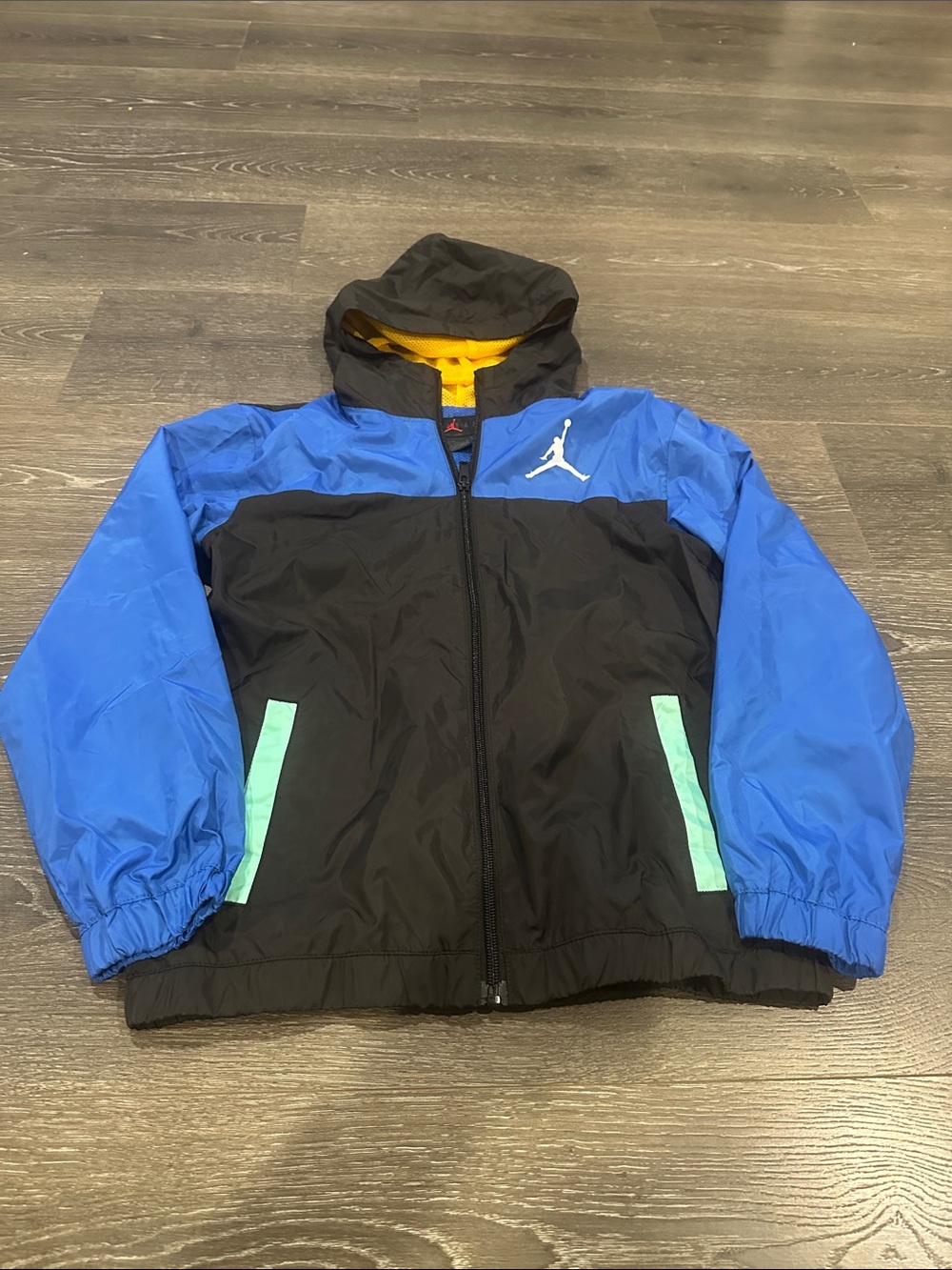 Jordan Blue and Black Kids Hooded Rain Jacket NWOT